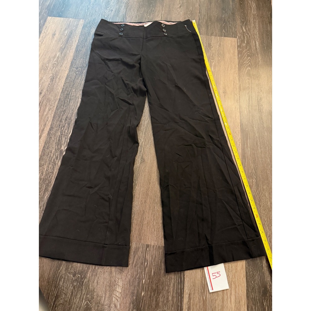 Charlotte Russe Black Sailor Wide Leg Trousers Button Accent fashionable Size 11